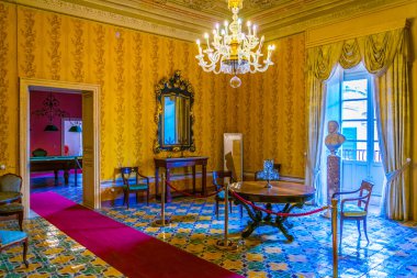 Noto, İtalya, 25 Nisan 2017: Palazzo Noto, Sicilya, Ital Nicolaci içinin