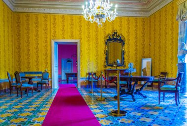 Noto, İtalya, 25 Nisan 2017: Palazzo Noto, Sicilya, Ital Nicolaci içinin