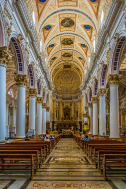 Modica, İtalya, 26 Nisan 2017: İç chiesa di San Pietro in Modica, Sicilya, Ital