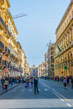 Catania, İtalya, 27 Nisan 2017: Via etnea Catania, Sicilya, Ital sokak görünümü