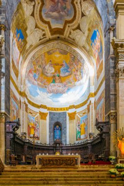 Catania, İtalya, 27 Nisan 2017: İç katedral Katedrali Sant'Agata Catania, Sicilya, Ital içinde