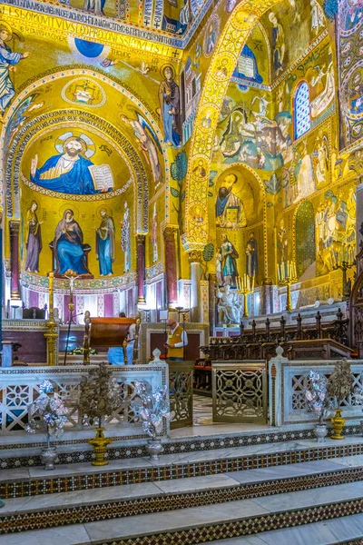 Palermo Italië April 2017 Interieur Van Cappella Palatina Binnenkant Van — Stockfoto