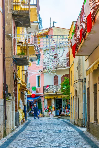 Castelmola Italien April 2017 Blick Auf Eine Enge Straße Castelmola — Stockfoto