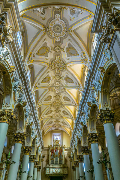 RAGUSA, ITALY, APRIL 26, 2017: Interior of the cathedral of saint Giovanni Battista in Ragusa, Sicily, Ital