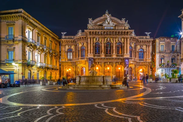 Catânia Itália Abril 2017 Vista Noturna Teatro Massimo Bellini Catania — Fotografia de Stock