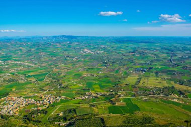 Erice köyden, Ital alınan Sicilya havadan görünümü