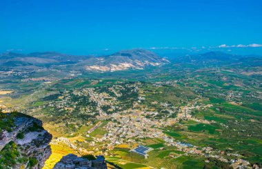 Erice köyden, Ital alınan Sicilya havadan görünümü