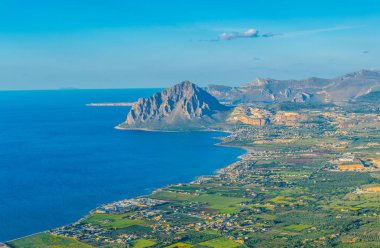 Monte cofano, Ital hakim Sicilya kıyılarının havadan görünümü