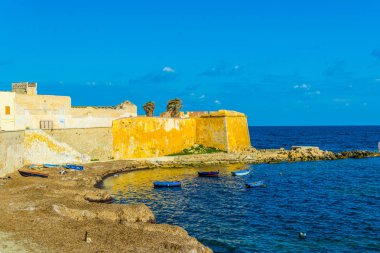 Seaside Sicilya şehir Trapani, Ital görünümü
