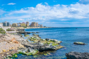 Seaside Sicilya şehir Marsala, Ital görünümü