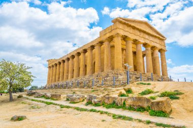 View of the Concordia temple in the Valley of temples near Agrigento in Sicily, Ital clipart