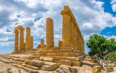 View of the temple of Juno in the Valley of temples near Agrigento in Sicily, Ital clipart