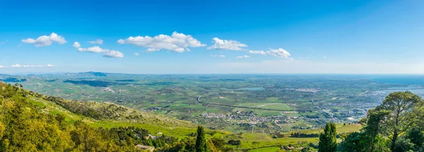 Vista Aérea Sicilia Tomada Desde Pueblo Erice Ital — Foto de Stock