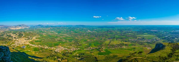 シチリア島エリーチェ村 アイタルから撮影の空中写真 — ストック写真
