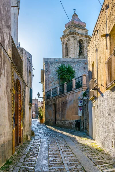 Vista Una Calle Estrecha Centro Histórico Erice Pueblo Sicilia Ital — Foto de Stock