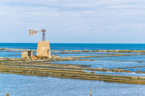 Saline Trapani Sycylia Włochy — Zdjęcie stockowe