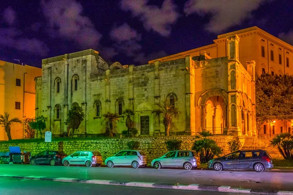 Éjszakai Kilátás Kivilágított Templom Santa Maria Della Catena Palermo Szicília — Stock Fotó