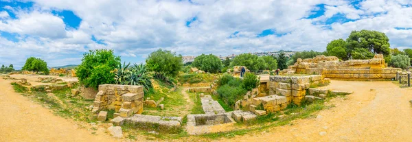 Pohled Ruiny Chrámu Dia Údolí Chrámů Agrigento Sicílii Ital — Stock fotografie