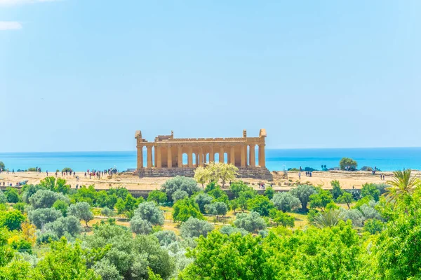 Concordia Tapınak Tapınak Sicilya Ital Bölgesindeki Agrigento Yakınlarında Vadisinde Görünümünü — Stok fotoğraf