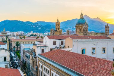 Katedral, Sicilya, Ital tarafından hakim Palermo havadan görünümü