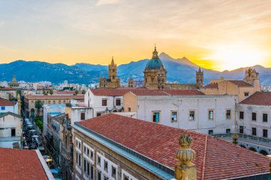 Katedral, Sicilya, Ital tarafından hakim Palermo havadan görünümü