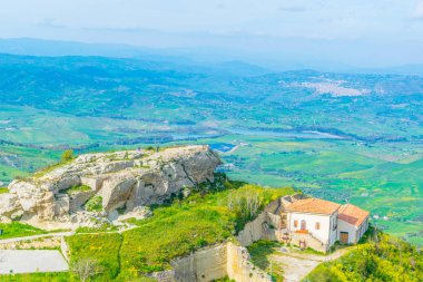 Rocca di Cerere bakış açısı Enna, Sicilya, Ital