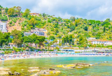 Isola Bella Taormina, Sicilya, Ital içinde çevre beach görünümünü