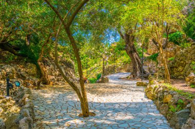 Isola Bella Taormina, Sicilya, Ital yakınlarında yer alan bir bahçe görünümünü