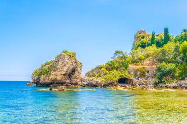 Isola bella Taormina, Sicilya, Ital yakınındaki