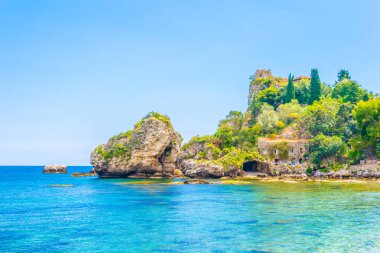 Isola bella Taormina, Sicilya, Ital yakınındaki