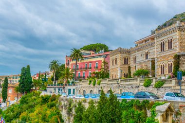 Taormina, Sicilya, Ital havadan görünümü