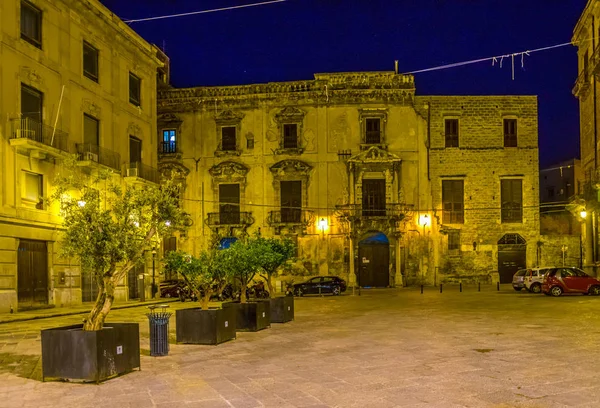 Vista Nocturna Una Plaza Bolonia Palermo Sicilia Ital — Foto de Stock