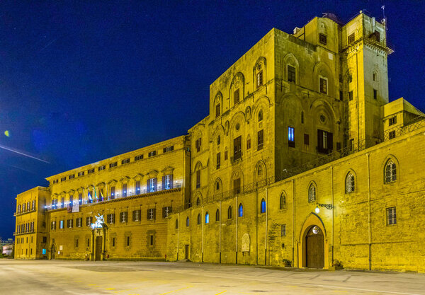 Night view of the Palazzo dei Normanni in Palermo, Sicily, Ital