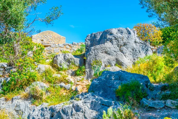 Ruinerna Ett Slott Som Ligger Rocca Berget Cefalu Sicilien Ital — Stockfoto
