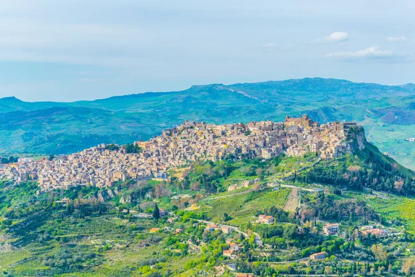 Vue Village Calascibetta Dans Centre Sicile Italie — Photo