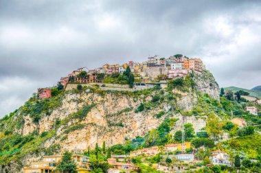 Castelmola, Sicilya, Ital köyü havadan görünümü
