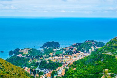 Taormina, Sicilya, Ital havadan görünümü