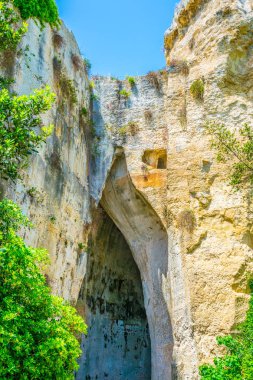 Orecchio di Dionisio cave in the Neapolis Archaeological Park in Syracuse, Sicily, Ital clipart