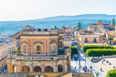 Noto Palazzo Ducezio, Sicilya, Ital de dahil olmak üzere havadan görünümü