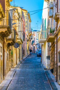 Noto, Sicilya, Ital dar bir sokakta görünümünü