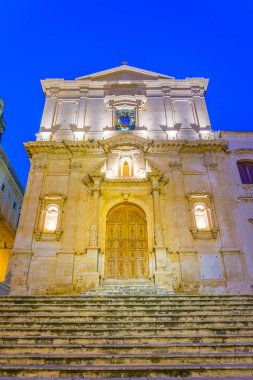 Chiesa di San Francesco d'Assisi all'Immacolata Noto, Sicilya, Ital içinde gün batımı görünümü