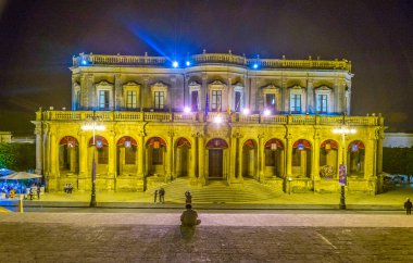 Palazzo Noto, Sicilya, Ital Ducezio gün batımı görünümü