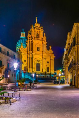 San giorgio Ragusa Sicilya, Ital katedral gece görünümü