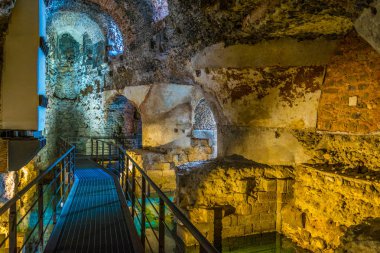 Catania, Sicilya, Ital antik Roma Tiyatrosu içinde iç bir pasaj