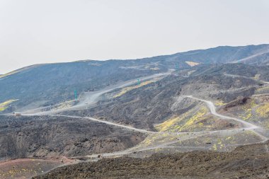 Sicilya, Ital etna Dağı zirvesine giden bir sandalye Asansör görünümünü
