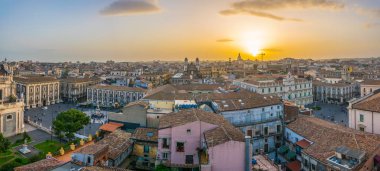 Catania, Sicilya, Ital Piazza Duomo havadan görünümü