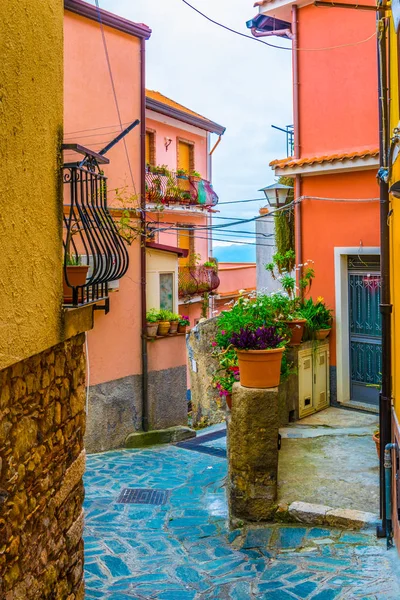 Vista Uma Rua Estreita Castelmola Sicília Ital — Fotografia de Stock