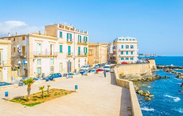 View Seaside Promenade Surrounding Old Town Syracuse Sicily Ital — Stock Photo, Image