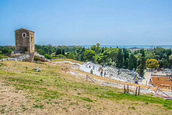 Syracuse Sicilya Ital Yunan Tiyatro Kalıntıları — Stok fotoğraf