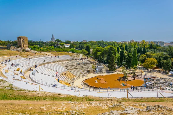 Syracuse Sicilya Ital Yunan Tiyatro Kalıntıları — Stok fotoğraf